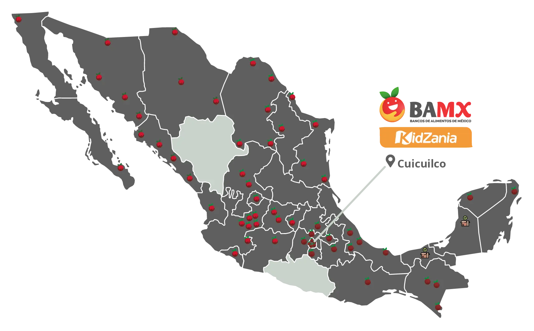 Mapa de cobertura de la Red BAMX
